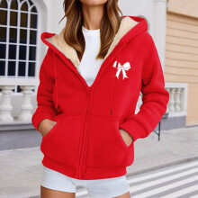 Fleece-Kapuzenpullover mit Reißverschluss, warm gefütterte Winterjacke, weicher und kuscheliger Pullover mit Kapuze für kaltes Wetter