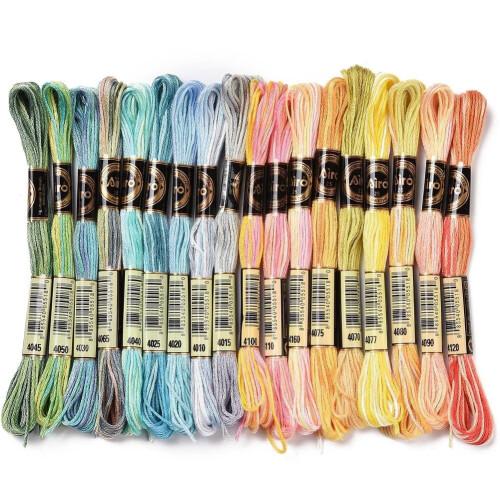 Ață de brodat cu gradient, poliester, 6 fire, multicoloră