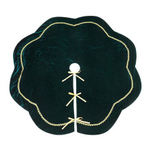 42" Green Velvet Christmas Tree Skirt with Gold Lace Trim, Rustic Holiday Decor – Compatible with Standard Trees