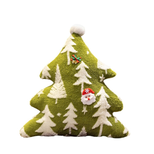 Christmas Tree Plush Pillow with Snowflake Print 1