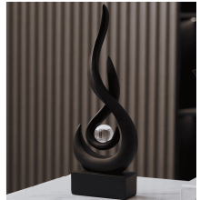 Statue de flamme moderne, sculpture en résine noire de 28,5 cm (11,22 po) pour salon, salle à manger, bureau – Pièce maîtresse d'art abstrait