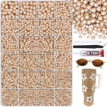 25.000 peças de strass cor champanhe para artesanato, roupas, copos, sapatos, tecidos e nail art – Gemas planas não termocolantes compatíveis