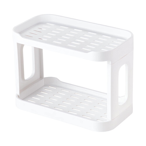 Double Layer Desktop Storage Rack White ABS1pc 1