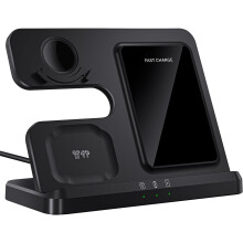 Trådlös laddare för Samsung, 3-i-1-station med LED-indikator, vit (2025US-version)
