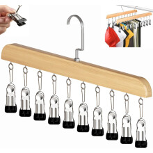Hanging Closet Organizer with 10 Clips, 360 Rotating Metal Clips & Silicone Lining – Space-Saving Legging Organizer, Compatible with Standard Rods