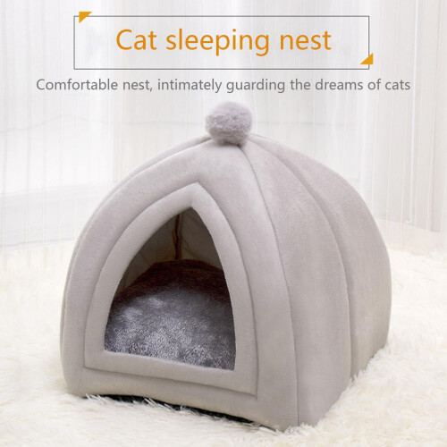 Κρεβάτι Cat Cave με Αφαιρούμενο Μαξιλάρι, Φανελένιο, S/M/L 2