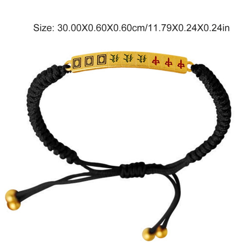 Pulsera de cordón tejido negro con dije de mahjong, 1