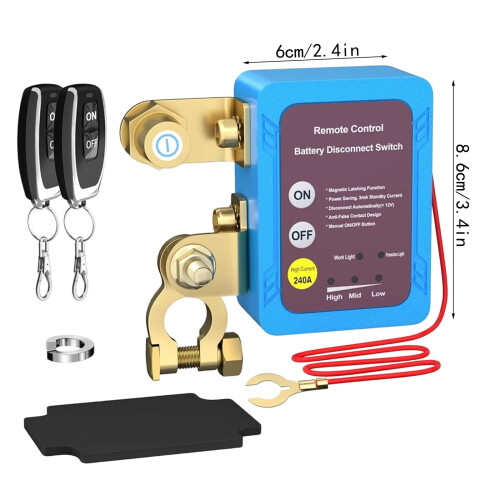 12V 240A Remote Battery Disconnect Switch, Automatic Power Switch Car Truck Boat Control 2