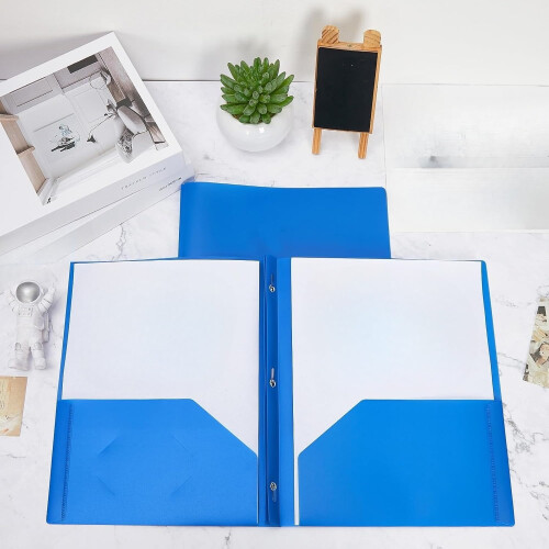 Pastas plásticas com bolsos e divisórias, azul, 60 unidades 2