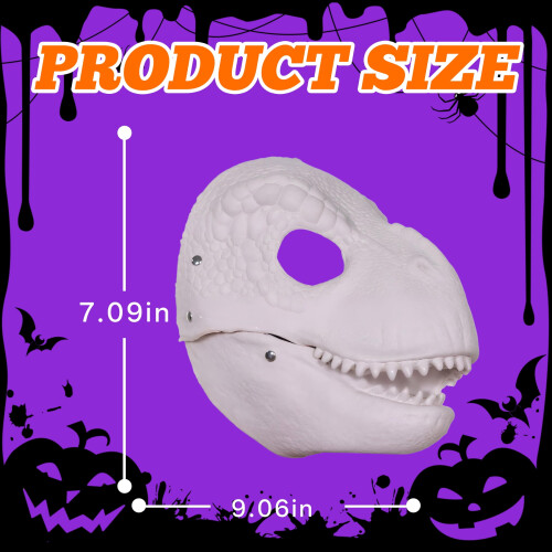 Masque d'Halloween de dinosaure blanc à bouche ouverte 1