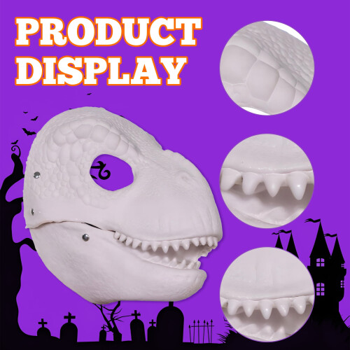 Masque d'Halloween de dinosaure blanc à bouche ouverte 2