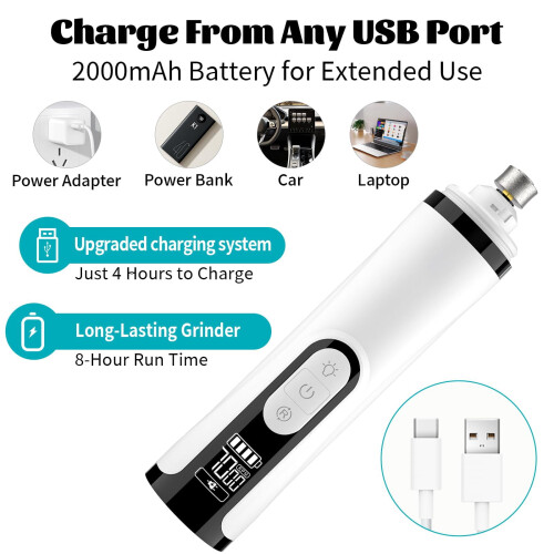 Τροχός νυχιών σκύλου Heusom Silent Groom Pro, 3 ταχυτήτων, USB 2