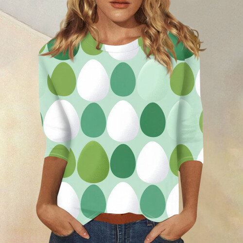 Top da donna per Pasqua, maniche a 3/4, girocollo, taglie S-3XL 1