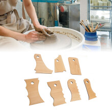 Conjunto de herramientas para dar forma al pie de cerámica - 7 piezas de madera de haya para modelar y recortar arcilla