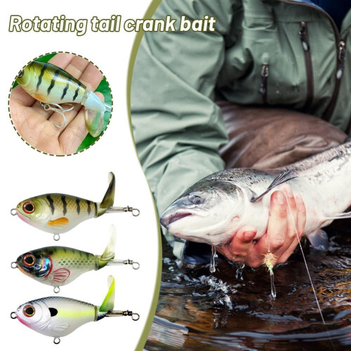 Δολώματα Bass Whoper Plopper 3 ιντσών, με πλωτή περιστρεφόμενη ουρά K2R2 1