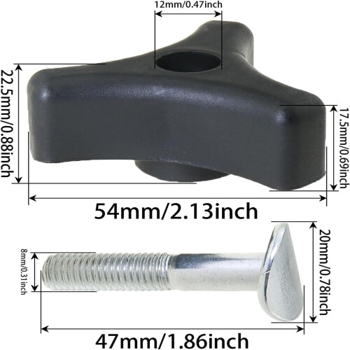 Håndtaksmutter og boltsett til gressklipper – 8 mm diameter, 2 stk. 2