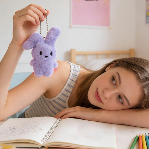 Rabbit Plush Pendant Soft Fluffy 1 piece 2