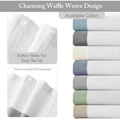 Κουρτίνα ντους Spa Waffle με 3M Scotchgard Moisture Management, Σύγχρονες διακοσμήσεις μπάνιου για το 1