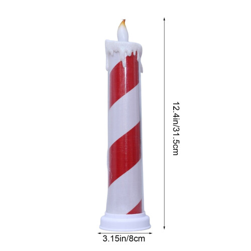 Flammenlose Spitzkerzen, rot-weiß gestreift, 12er-Pack 2