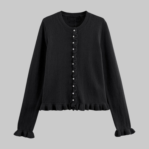 Damecardigans Strik Cardigans Let Sort Cardigan Varme Strøer Efterårstøj Søde Dametoppe 2