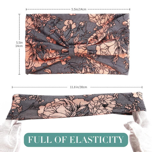 Conjunto de 4 faixas de cabelo largas estilo boho, antiderrapantes e elásticas, ideais para exercícios e ioga. Feitas com tecido macio e 1
