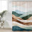 Blågrønt Ombre Bruseforhæng 66x72 tommer Abstrakt 5