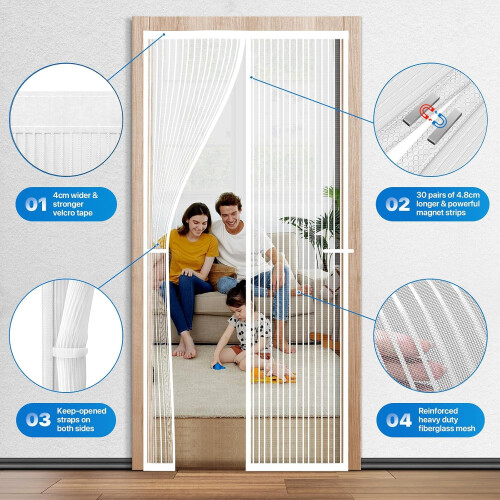 Πόρτα με μαγνητική σήτα βαρέως τύπου 38" x 83" λευκή 2