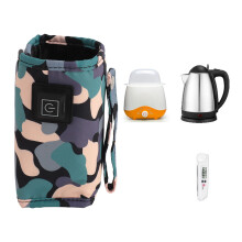 USB Milchwärmertasche, Tragbare Isoliertasche für Babyflaschen, Schwarz