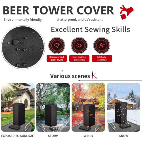 Elastischer Staubschutz für Kegerator Beer Tower-Schwarz 1