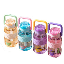 Large Capacity Water Bottle with Straw for Students Heat Resistant Plastic Sports Cup Outdoor Gym Hiking Travel Hydration Jug Summer, A, 1Pcs