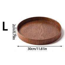 Plateau de service rond en bois de 21/27/30 cm pour table basse