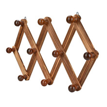 Porte-manteau mural extensible en bois à 10 crochets, style accordéon, longueur réglable de 15 cm à 105 cm