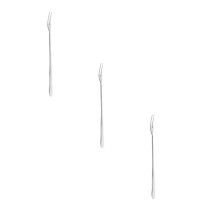 3-pakning fruktgafler med langt skaft, 20 cm runde gafler i massivt 304 rustfritt stål, sylteagurk og oliven, for glass, dessert, forretter,