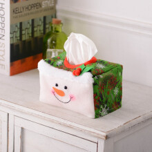 Boîte à mouchoirs de Noël rouge et verte avec Père Noël en peluche