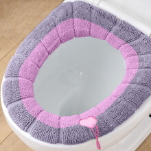 Housse de siège de toilette chaude à motif cœur rose, coussin extensible de 30 cm, tapis en tissu épais lavable, accessoire d'hiver confortable