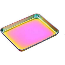 Plaque de cuisson rectangulaire à bords relevés en acier inoxydable – Non toxique, antirouille, finition miroir, compatible lave-vaisselle –