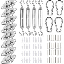 Kit de fixation pour voile d'ombrage avec 4 cordes en nylon de 3 m (10 pi) et acier inoxydable (304), pour auvents triangulaires/rectangulaires –