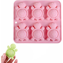 Siliconen ijsvorm met zeeschildpadmotief, 6 holtes voor ijs, snoep, chocolade, cake en desserts – roze, geschikt voor thuisgebruik