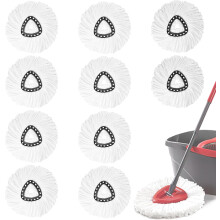 Lot de 10 têtes de rechange en microfibre pour balai à franges rotatif, compatibles avec le système Triangle Spin Mop et Easywring1-Tank.