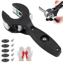 Ratcheting Pipe Cutter Tool, 2-in-1 Compact Tube Cutter for Copper, Aluminum, Stainless Steel & Water Pipes (Black), compatible with standard