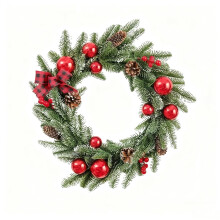 Guirlanda de folhagem verde de 40 polegadas para porta de entrada, interior e exterior, janela, lareira, decoração de Natal (45 x 45 cm).