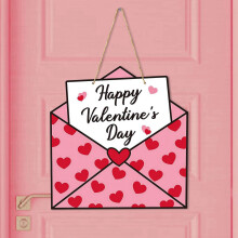 Panneau de porte en bois avec enveloppe pour la Saint-Valentin, décoration de style campagnard pour la Saint-Valentin