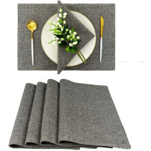 Geweven placemats voor binnen, set van 4, decoratieve oprolbare placemats voor keuken en eettafel, 33 x 48 cm, donkergrijs