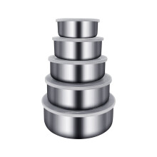 Ensemble de 5 boîtes de conservation en acier inoxydable, rondes et hermétiques, compatibles lave-vaisselle, pour la préparation des repas et le