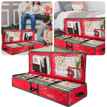 Heavy Duty Christmas Tree Storage Bag, 900D Oxford Fabric, Reinforced Handles, Dual Zippers, Wide Opening – Red, 40.94x14.17x5.91"
