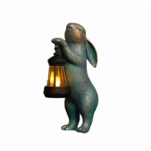 Statue de lapin solaire avec lanterne – Décoration extérieure pour terrasse, jardin, pelouse – Cadeau d'anniversaire, de Pâques ou de