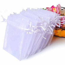 Sachets cadeaux en organza à cordon (5 x 7,5 à 18 x 23 cm), emballages transparents blancs pour bijoux, mariages, cadeaux d'invités,