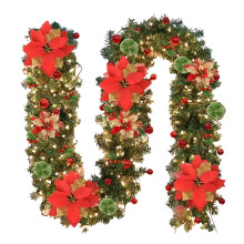 Guirlande de pin de Norfolk artificiel réaliste de 1,8 m – Décoration de Noël intérieure/extérieure pour table, cheminée, mur – Compatible