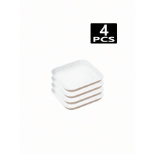 4/8/12pcs White plastic square plate spit bone plate dessert plate reusable suitable for family camping picnic restaurant