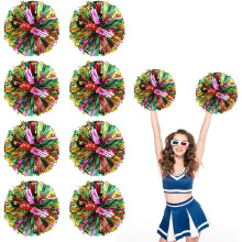 Lot de 8 pompons métalliques pour cheerleading, pour encourager l'esprit d'équipe, la danse et les supporters, pour enfants et adultes - Style